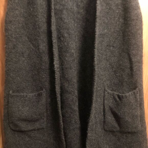 Tahari Women’s Size Large Open Front Mid Length Vest Pockets Gray - Picture 3 of 6